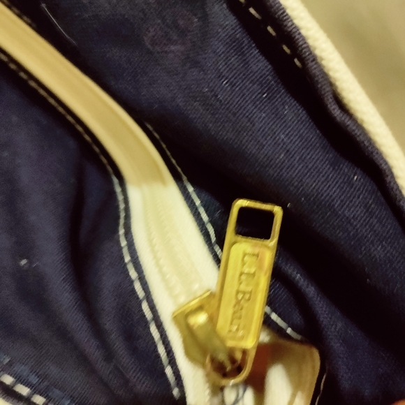 Rare Vintage LL Bean Heavy Canvas Two-Tone Yellow  Blue Trim Boat & Tote Bag USA - Picture 7 of 11